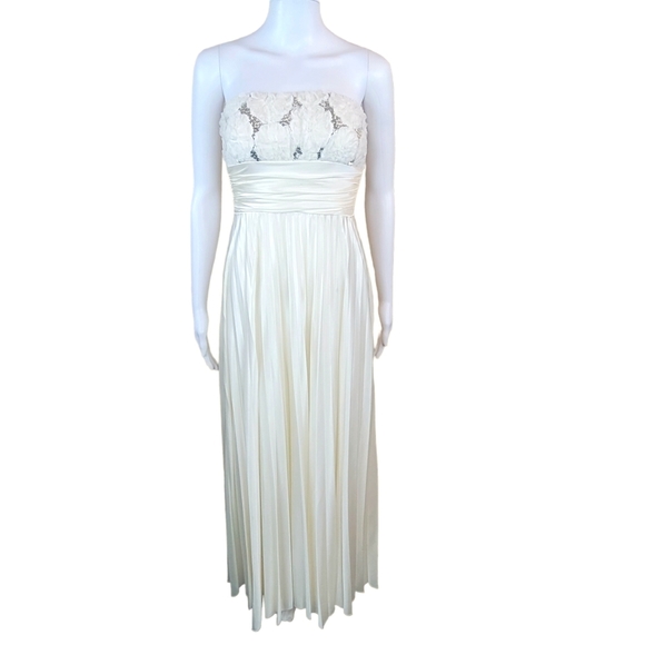 Speechless Off-White and Silver Sequin Strapless Prom Dress Size 5 NWT - Picture 1 of 10